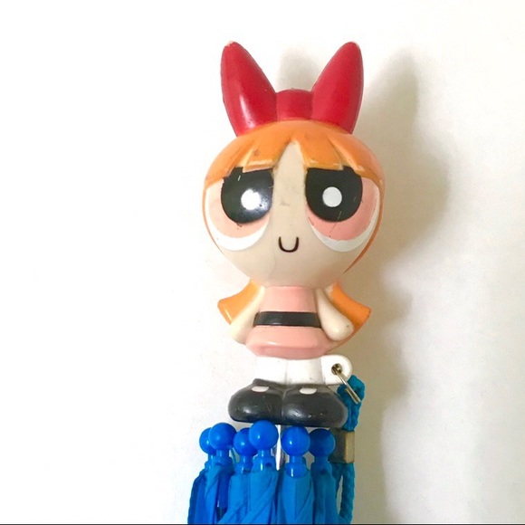 Y2K vintage Powerpuff Girls Cartoon Blossom Bubbles buttercup blue umbrella - Picture 4 of 4